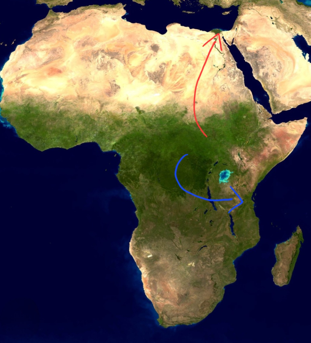 Mapa Afriky a cesty Gomů